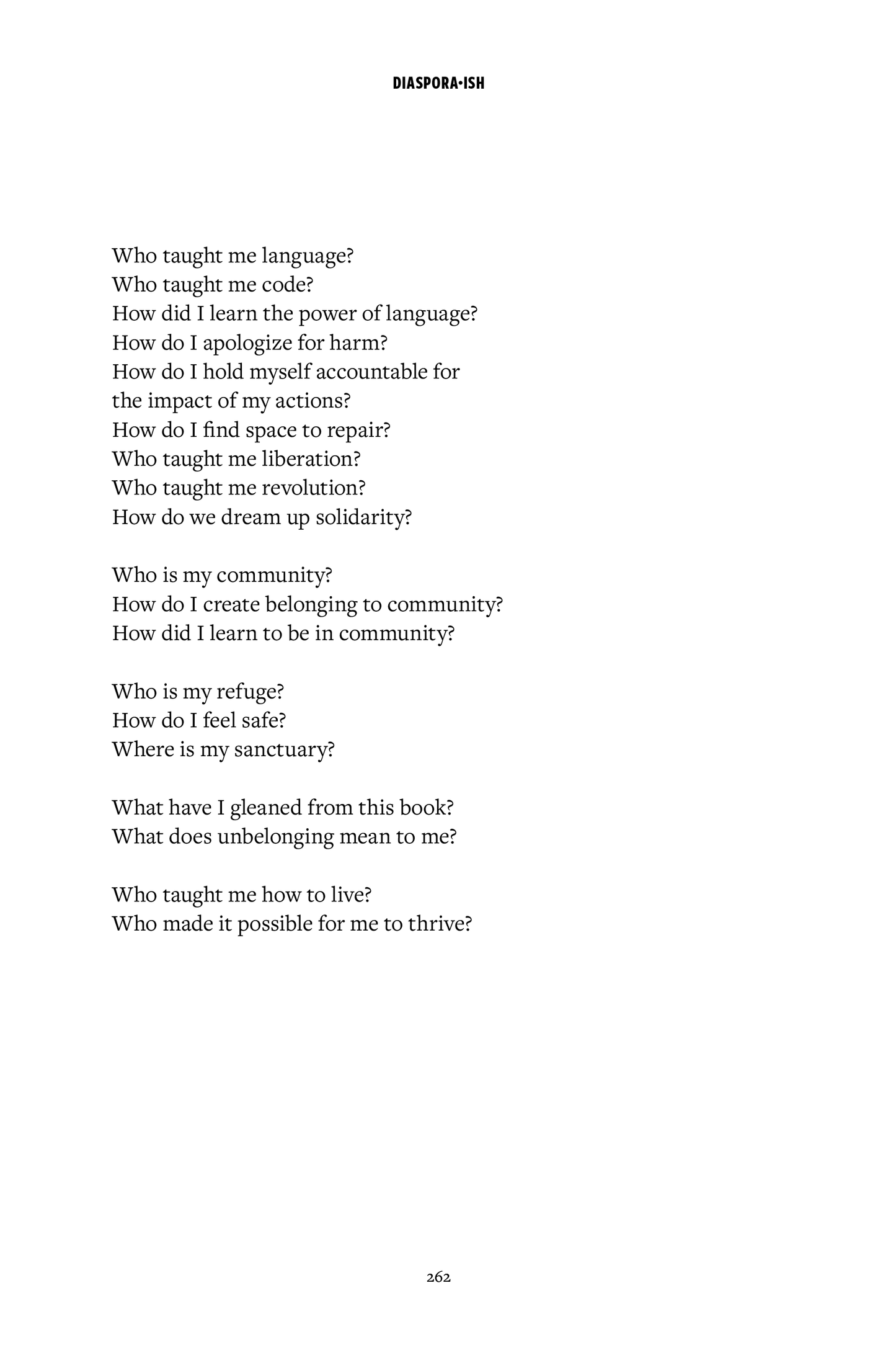 Inquiries for self reflection