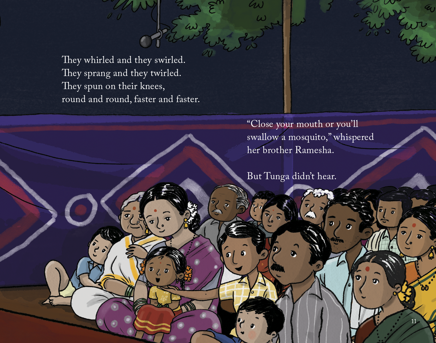 Illustration of a group of people sitting together with text overlay.