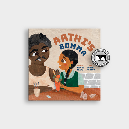 Book cover of 'Arthi's Bomma' with South Asia Book Award Highly Commended Seal