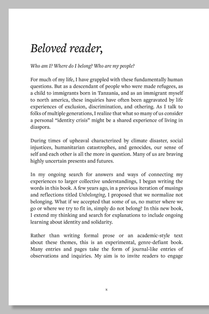 Text page with a note to reader from the author 