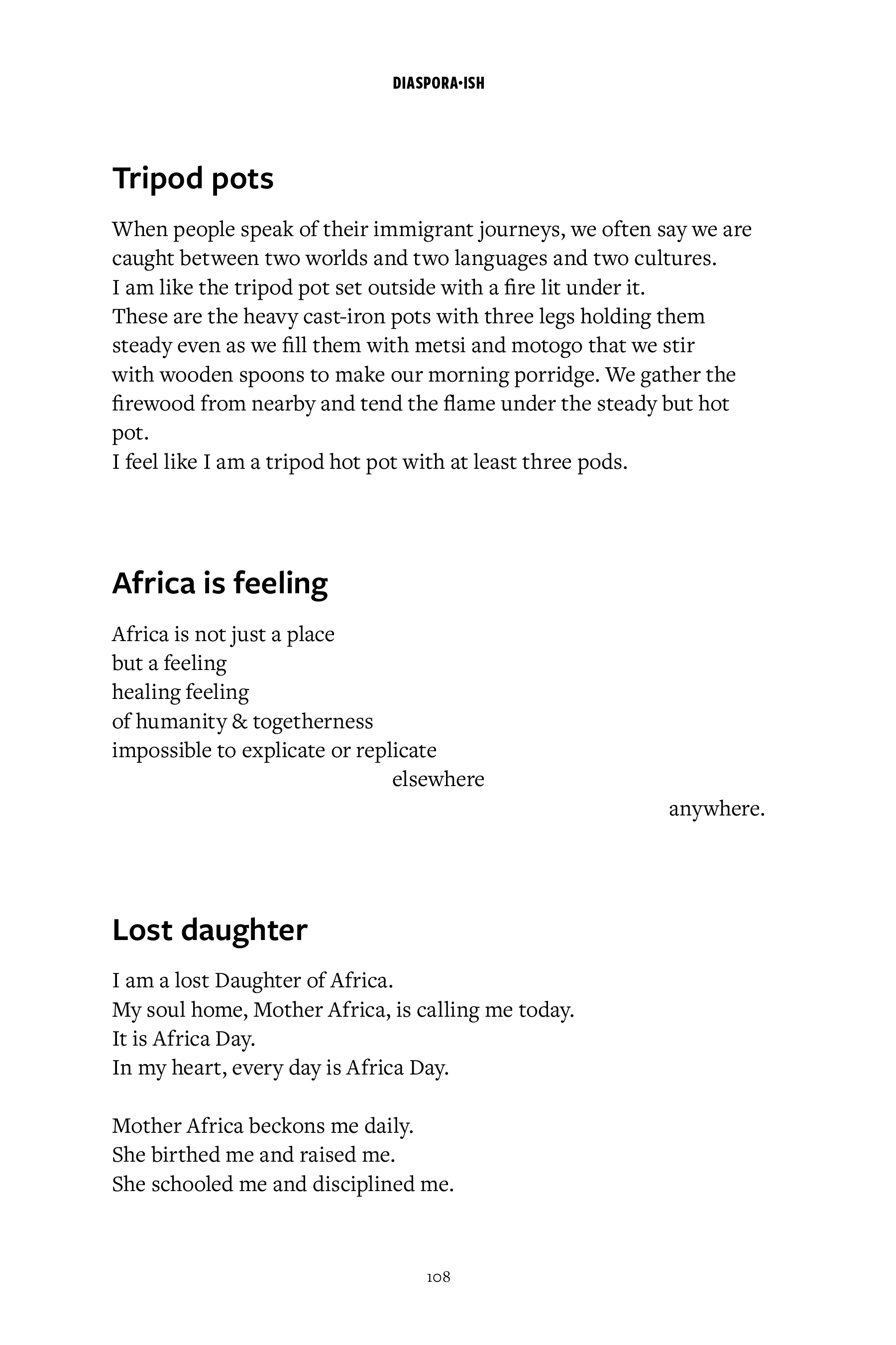 Text on a white background "Lost Daughter of Africa by Gayatri Sethi