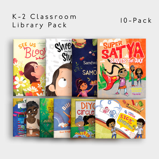 K-2 Classroom Library Pack with 10 children's books on a white background